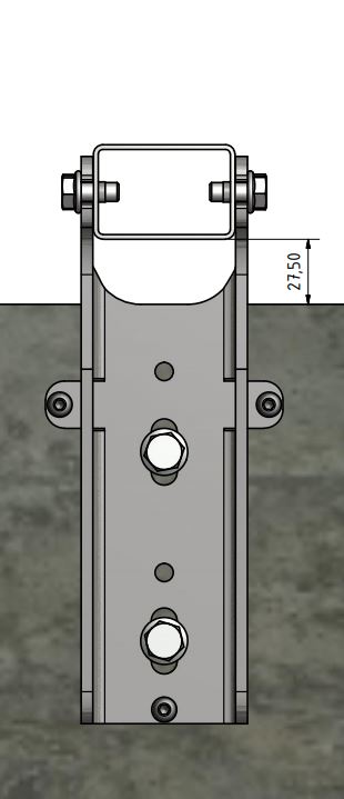 Montageschuh horizontal für 60er Pfosten, 240mm auskragend, zum Aufdübeln, Mat. Stahl verzinkt