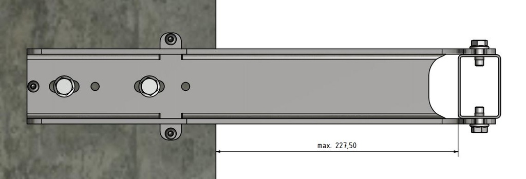 Montageschuh horizontal für 60er Pfosten, Länge 440mm, zum Aufdübeln, Mat. Stahl verzinkt