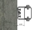 Montageschuh vertikal für 60er Pfosten, Auflagefläche 130mm, 40mm auskragend, zum Andübeln, Mat. Stahl verzinkt
