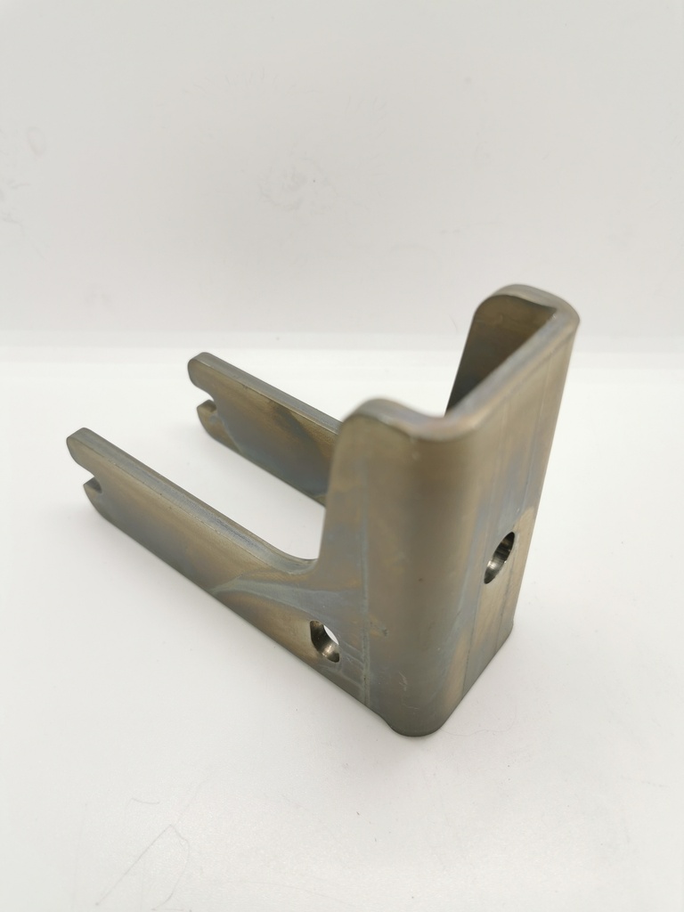 Montageschuh Zaun für 40er Pfosten, Auflagefläche 115mm, seitenbündig, zum Aufdübeln, Mat. Stahl verzinkt