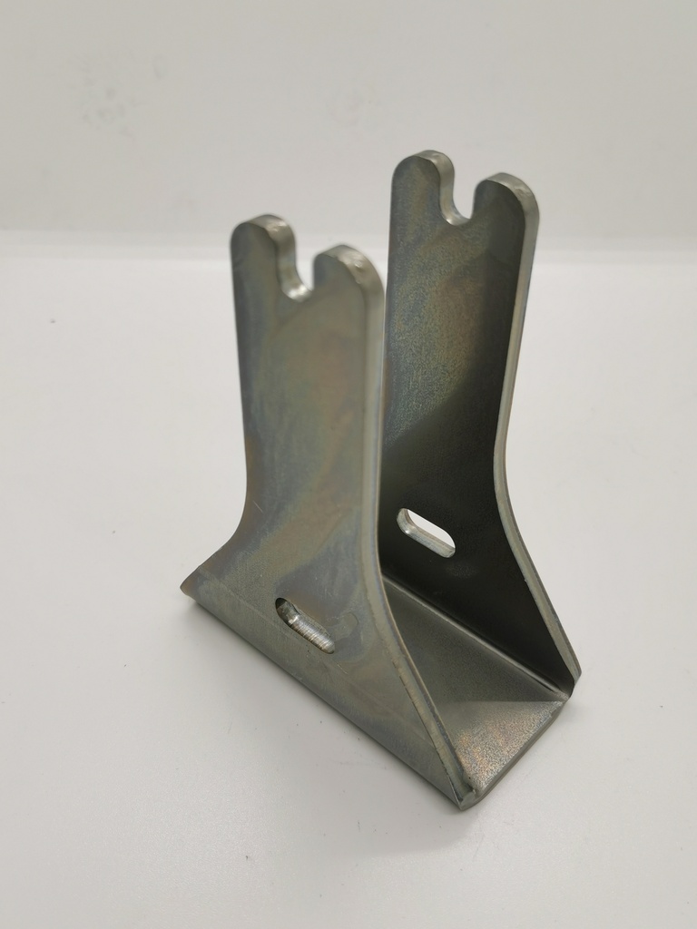 Montageschuh Zaun für 40er Pfosten, Auflagefläche 100mm, zum Aufdübeln, Mat. Stahl verzinkt