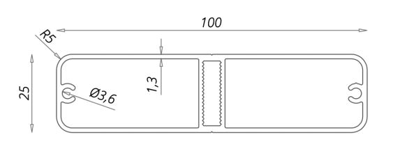 Alu-Handlauf 100x25mm, RAL7016 rau matt (Stange á 6,6m)