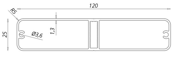 Alu-Handlauf 120x25mm, RAL7016 rau matt (Stange á 6,6m)